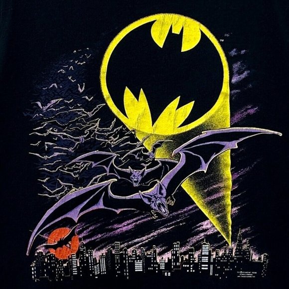 Vintage Batman 1988 Bat Signal Single Stitch Tee Unisex XL Black Royal First Cla - Picture 2 of 8